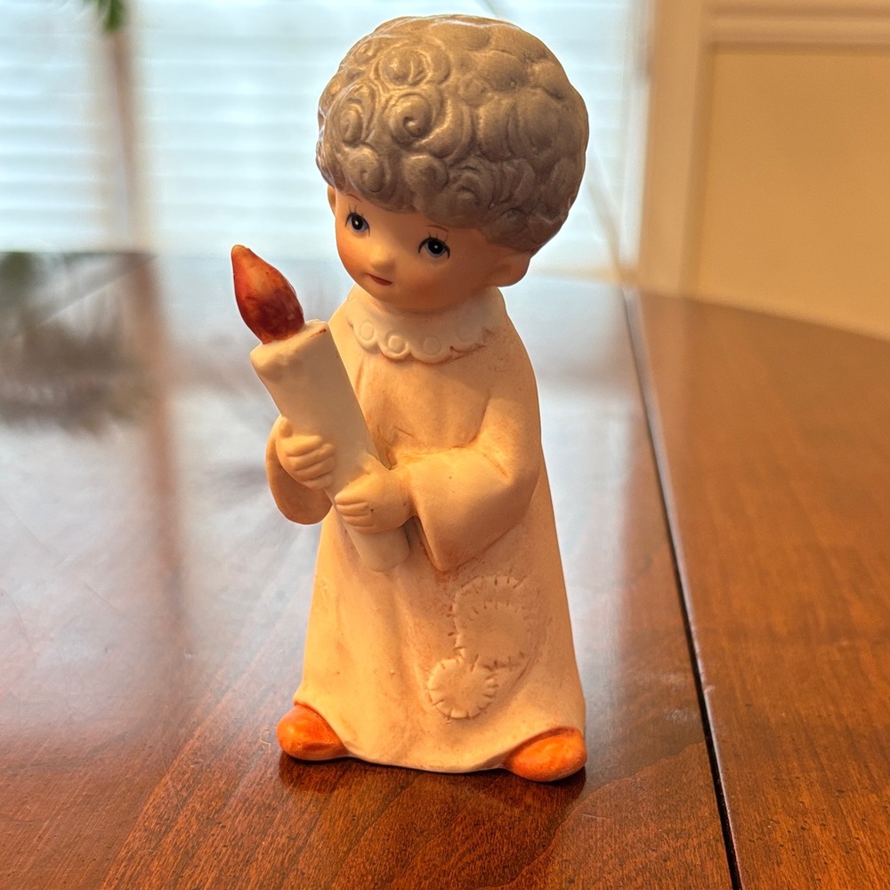 Homco Vintage Children Nativity Porcelain Angel with Candle